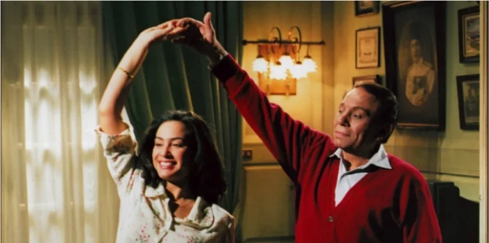 Hend Sabri as Bothayna and Adel Imam as Zaki. Mongrel Media