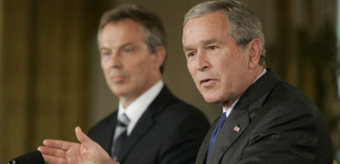 Prime Minister Tony Blair and President George W. Bush, the White House, Washington, D.C., July 28, 2006. Paul Morse/Wikicommons