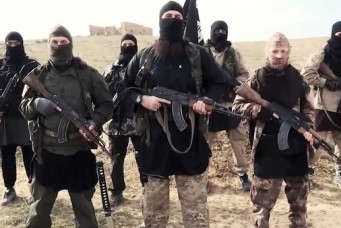 ISIS fighters appear in a video online on Feb. 4, 2015.