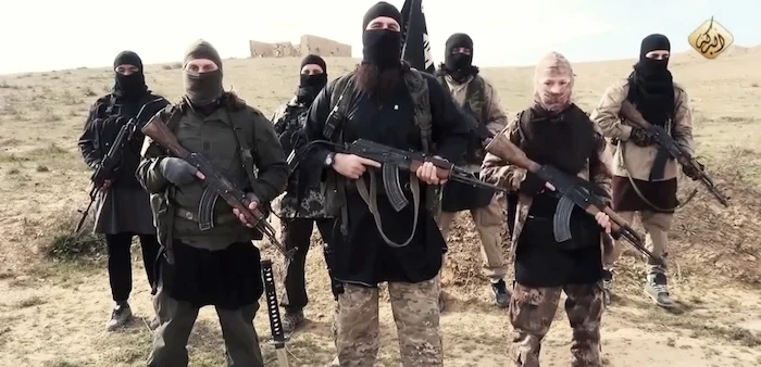 ISIS fighters appear in a video online on Feb. 4, 2015.