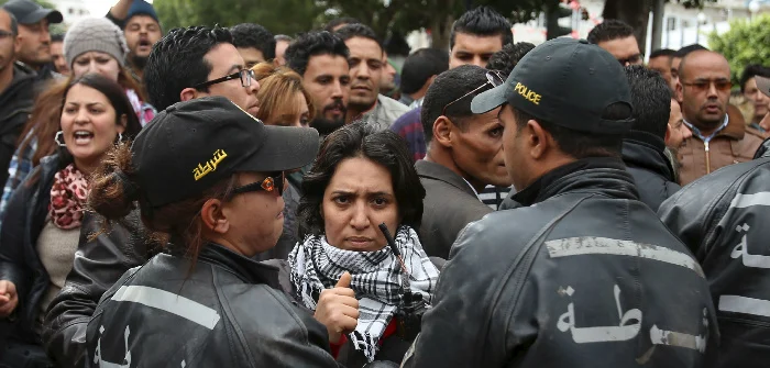Unemployed graduates protest in Tunis, April 9, 2016. Zoubeir Souissi/Reuters