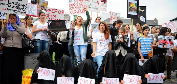 Protest against abduction of Yazidi women and girls by Islamic State group, Brussels, Sept. 8, 2014. Dursun Aydemir/ Anadolu Agency