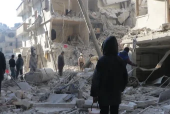 Aftermath of Syrian airstrikes, Aleppo, Dec. 4, 2016. Ibrahim Ebu Leys/Anadolu Images