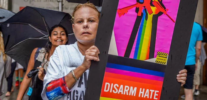 LGBTQ groups and allies protest outside Trump Tower, New York, July 18, 2016. Pacific Press/Alamy