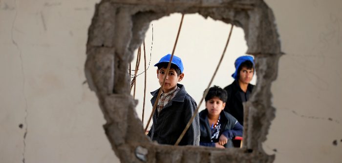 A school damaged by Saudi-led air strikes last year, Sanaa, Oct. 5, 2016. Khaled Abdullah/Reuters