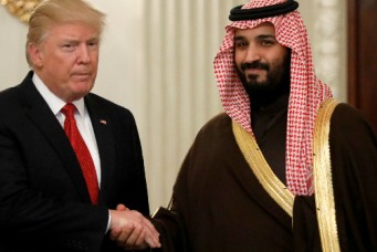 President Donald Trump and Deputy Crown Prince Mohammed Bin Salman at the White House, March 14, 2017. Kevin Lamarque/Reuters