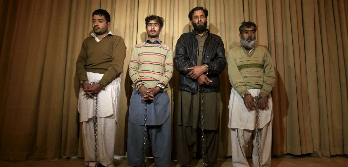 Four accused terrorists, Peshawar, Pakistan, Jan. 23, 2016. Fayaz Aziz/Reuters