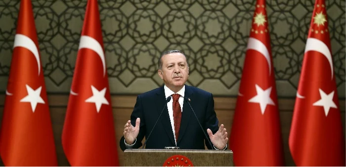 Turkish President Recep Tayyip Erdoğan, Presidential Palace, Ankara, Oct. 26, 2016. Yasin Bulbul/ Anadolu Agency