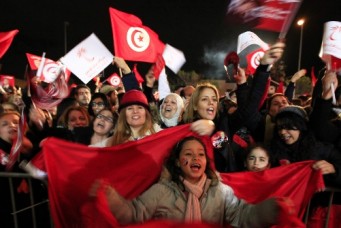 Tunisians rallying for Nidaa Tounes party, Tunis, Dec. 21, 2014. Anis Mili/Reuters